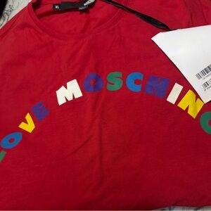 Love Moschino Red Tee with Colorful Lettering